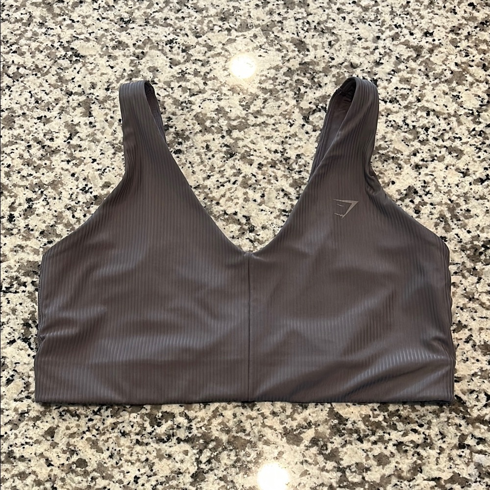 GymShark Ribbed Sports Bra Medium Support Size L in Gray